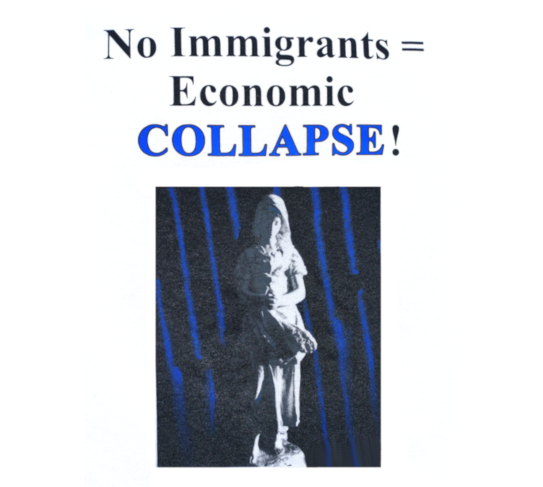 Peasant Statue shirt: No Immigrants = Economic Collapse!